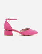 vices Pantofi cu toc Fucsia cu toc Geometric cu branț din piele și inserție metalică Florori