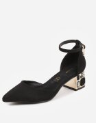 vices Pantofi cu toc negri cu Brant din Piele Naturală cu Model Geometric Arori