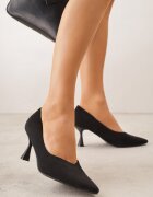 vices Pantofi cu toc negri cu toc clepsidră cu branț din piele naturală Dodvira