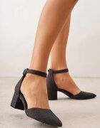 vices Pantofi cu toc Negri Eleganti cu sclipici cu branț din piele naturală Leadora