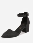 vices Pantofi cu toc Negri Eleganti cu sclipici cu branț din piele naturală Leadora