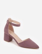 vices Pantofi cu toc violet deschis cu branț din piele și curea decorativă Nurisella