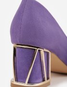 vices Pantofi cu toc Violet pe Toc Bloc Decorativ cu Brant din Piele Arvisel
