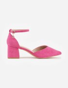 vices Pantofi fucsia cu toc cu branț din piele naturală cu aplicație metalică Lilindraen