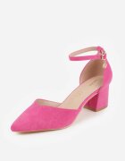 vices Pantofi fucsia cu toc cu branț din piele naturală cu aplicație metalică Lilindraen
