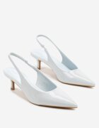 vices Pantoﬁ Lăcuite Albastre Slingback cu toc pisicuță Sonilitia