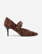 vices Pantofi Maro cu model leopard cu toc stiletto cu branț din piele Decorate cu nituri Aribene