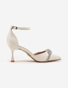 vices Pantofi stiletto Albi cu fundă și Zirconii Atelissa
