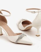 vices Pantofi stiletto Albi cu fundă și Zirconii Atelissa