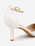 vices Pantofi stiletto albi cu vârf ascuțit și curea cu cataramă Ulisaria