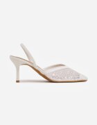 vices Pantofi stiletto albi din plasă decorate cu perle și paiete Talilody