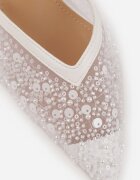 vices Pantofi stiletto albi din plasă decorate cu perle și paiete Talilody