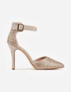 vices Pantofi stiletto Aurii Decorate cu zirconii strălucitoare cu branț din piele Vortida