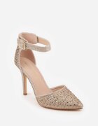 vices Pantofi stiletto Aurii Decorate cu zirconii strălucitoare cu branț din piele Vortida