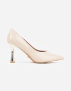 vices Pantofi stiletto bej deschis cu branț din piele cu toc cu zirconii Afirrive