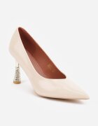 vices Pantofi stiletto bej deschis cu branț din piele cu toc cu zirconii Afirrive