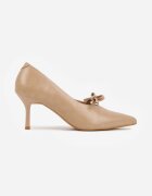 vices Pantofi stiletto bej închis cu branț din piele decorate cu fundă Rileira