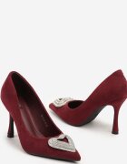 vices Pantofi stiletto bordeaux cu decorațiune cu zirconii Omerissa