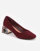 vices Pantofi stiletto Bordeaux cu toc decorat cu cristale și brant din piele Oviria