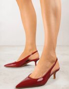 vices Pantofi stiletto Bordeaux Lăcuiți Slingback cu Toc Tip Kitten Sonilitia