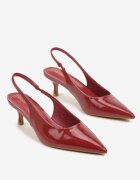 vices Pantofi stiletto Bordeaux Lăcuiți Slingback cu Toc Tip Kitten Sonilitia