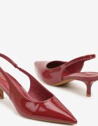vices Pantofi stiletto Bordeaux Lăcuiți Slingback cu Toc Tip Kitten Sonilitia
