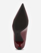 vices Pantofi stiletto bordeaux lăcuiți vârf tip rață cu aplicație triunghi Tromella