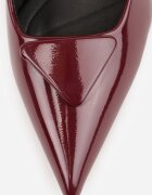 vices Pantofi stiletto bordeaux lăcuiți vârf tip rață cu aplicație triunghi Tromella