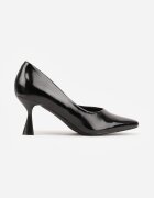 vices Pantofi stiletto Clasice Negre cu Toc Clepsidră cu Branț din Piele Dodvira