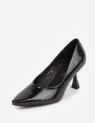 vices Pantofi stiletto Clasice Negre cu Toc Clepsidră cu Branț din Piele Dodvira