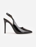 vices Pantofi stiletto lăcuiți negri cu spatele decupat și branț din piele naturală Salena