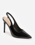 vices Pantofi stiletto lăcuiți negri cu spatele decupat și branț din piele naturală Salena