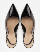 vices Pantofi stiletto lăcuiți negri cu spatele decupat și branț din piele naturală Salena