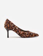 vices Pantofi Stiletto leopard cu toc cui cu branț din piele decorați cu ținte și cataramă Rilisea