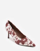 vices Pantofi stiletto Maro cu imprimeu de vacă cu branț din piele decorate cu ținte și cataramă Rilisea