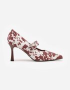 vices Pantofi stiletto maro cu pete de vacă cu branț din piele curea și nituri Nalizelle