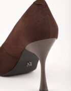 vices Pantofi stiletto Maro cu Toc Tip Clepsidră cu Branț din Piele Elttime