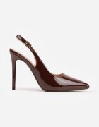vices Pantofi stiletto Maro Lăcuiți cu Călcâiul Descoperit și Branț din Piele Naturală Salena