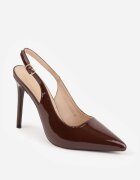 vices Pantofi stiletto Maro Lăcuiți cu Călcâiul Descoperit și Branț din Piele Naturală Salena