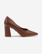vices Pantofi stiletto maro pe toc geometric cu branț din piele naturală Midvire