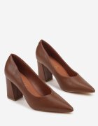 vices Pantofi stiletto maro pe toc geometric cu branț din piele naturală Midvire