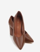 vices Pantofi stiletto maro pe toc geometric cu branț din piele naturală Midvire