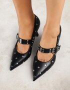 vices Pantofi stiletto Negre cu toc cui cu branț din piele curea și nituri Nalizelle