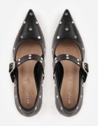 vices Pantofi stiletto Negre cu toc cui cu branț din piele curea și nituri Nalizelle