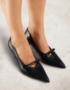 vices Pantofi stiletto Negre cu toc cui cu branț din piele decorate cu fundă Rileira