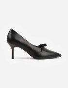 vices Pantofi stiletto Negre cu toc cui cu branț din piele decorate cu fundă Rileira