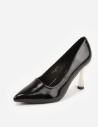 vices Pantofi stiletto Negre Lăcuite cu Branț din Piele Naturală și Cirkoni Avedvire