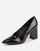 vices Pantofi stiletto Negre Lăcuite cu Toc Geometric cu Brant din piele Midvire
