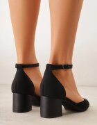 vices Pantofi stiletto Negre Structurate cu toc gros cu baretă în jurul gleznei Kallimei