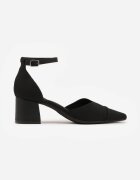 vices Pantofi stiletto Negre Structurate cu toc gros cu baretă în jurul gleznei Kallimei